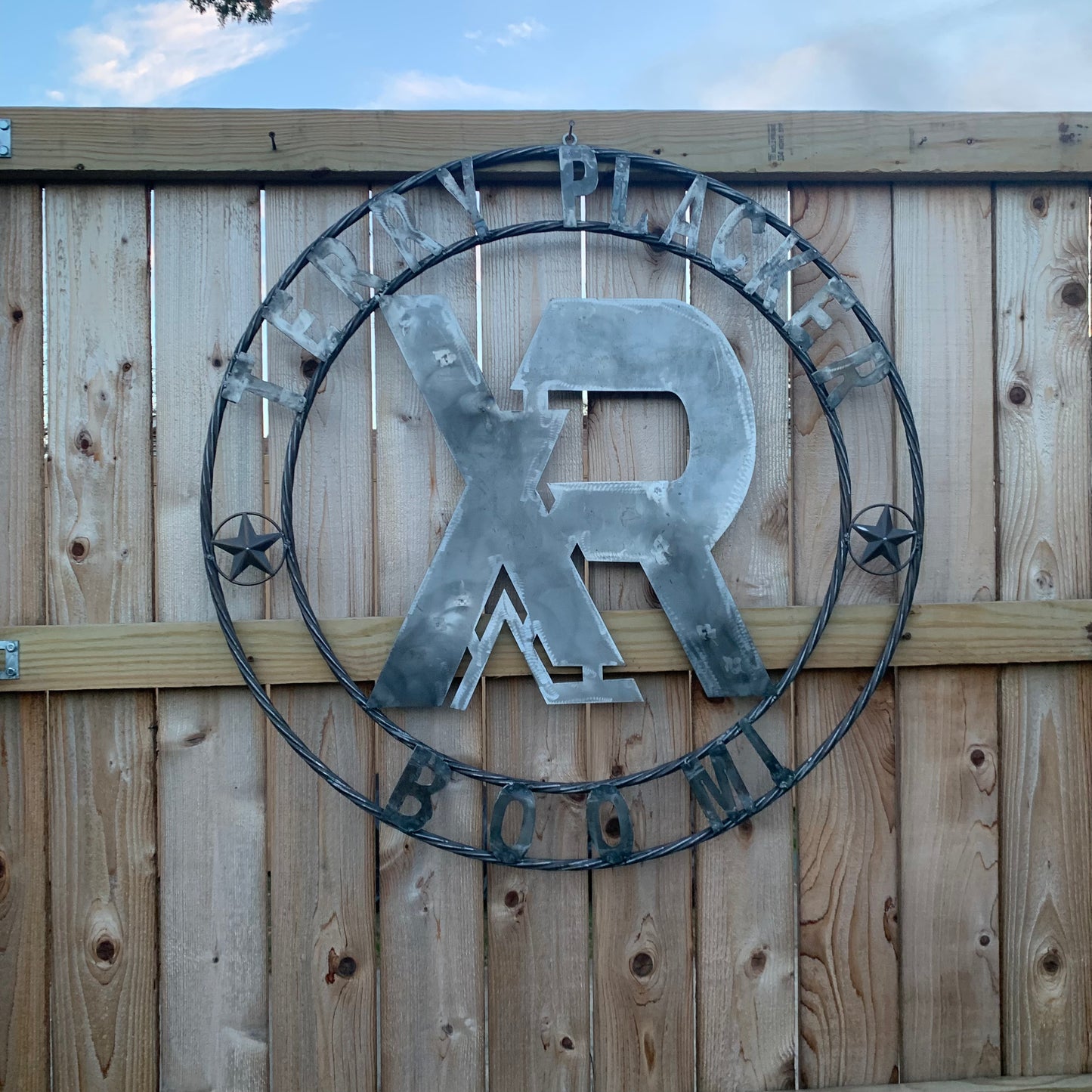 #EH11299 CUSTOM NAME XR ROOFING STYLE SIGN RED,WHITE & BLUE TEXAS FLAG LOGO HANDMADE