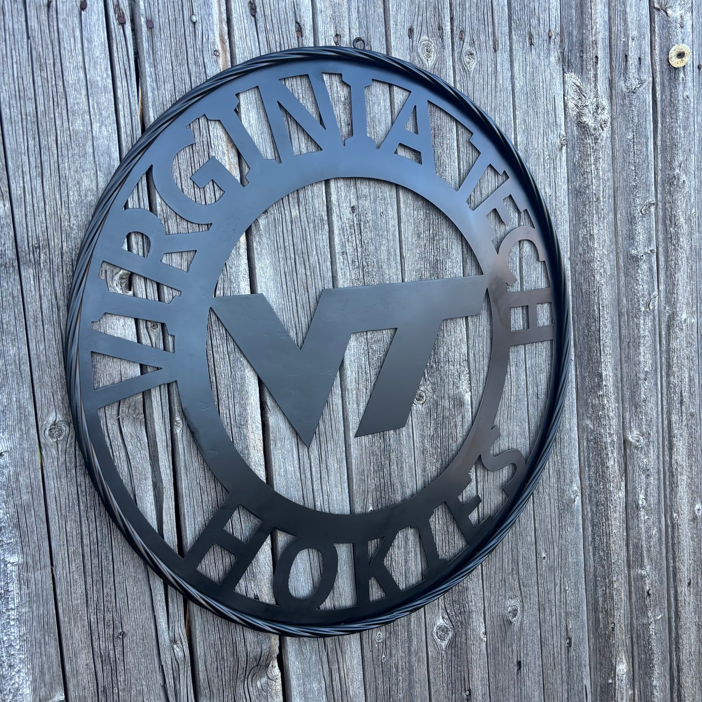 VIRGINIA TECH CUSTOM BLACK METAL VINTAGE CRAFT SIGN TEAM HANDMADE TO ORDER