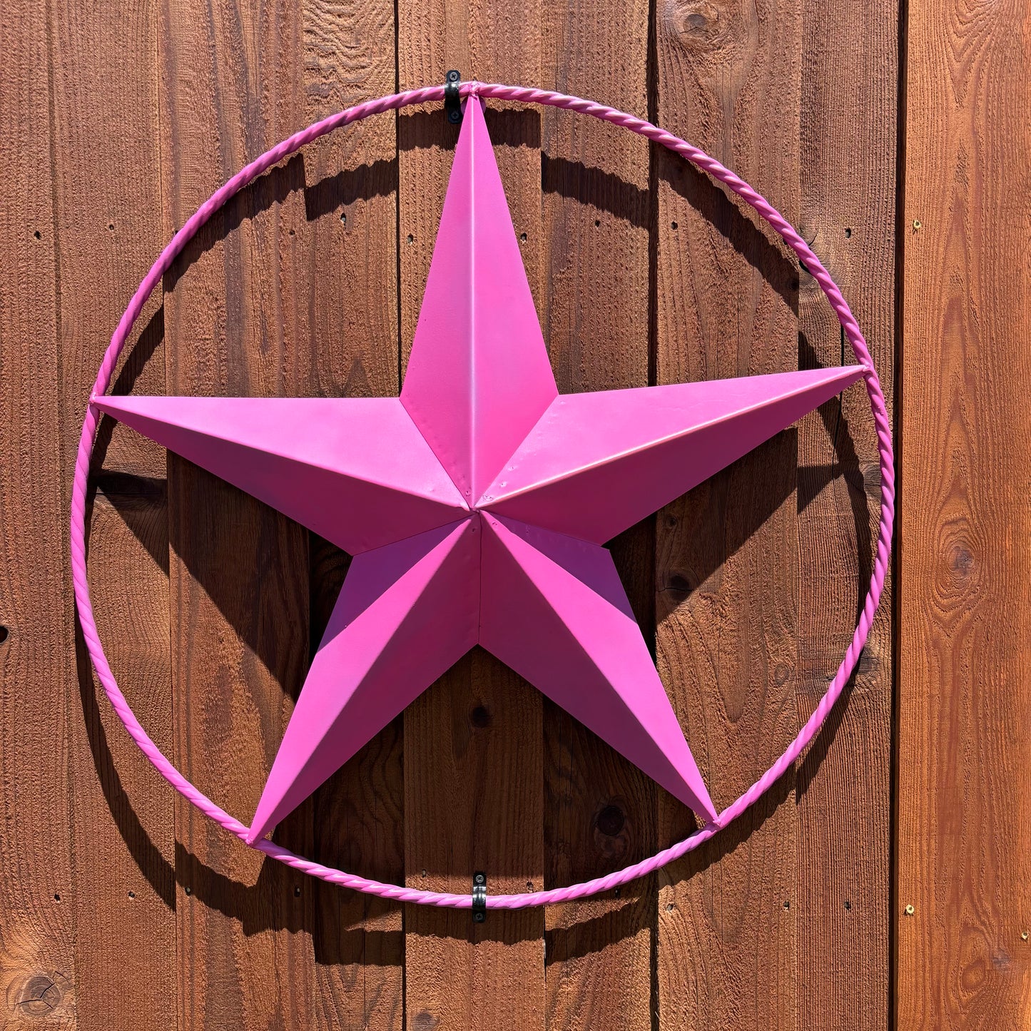 PINK STAR BARN METAL LONE STAR TWISTED ROPE RING WESTERN HOME DECOR HANDMADE 12",24",36"