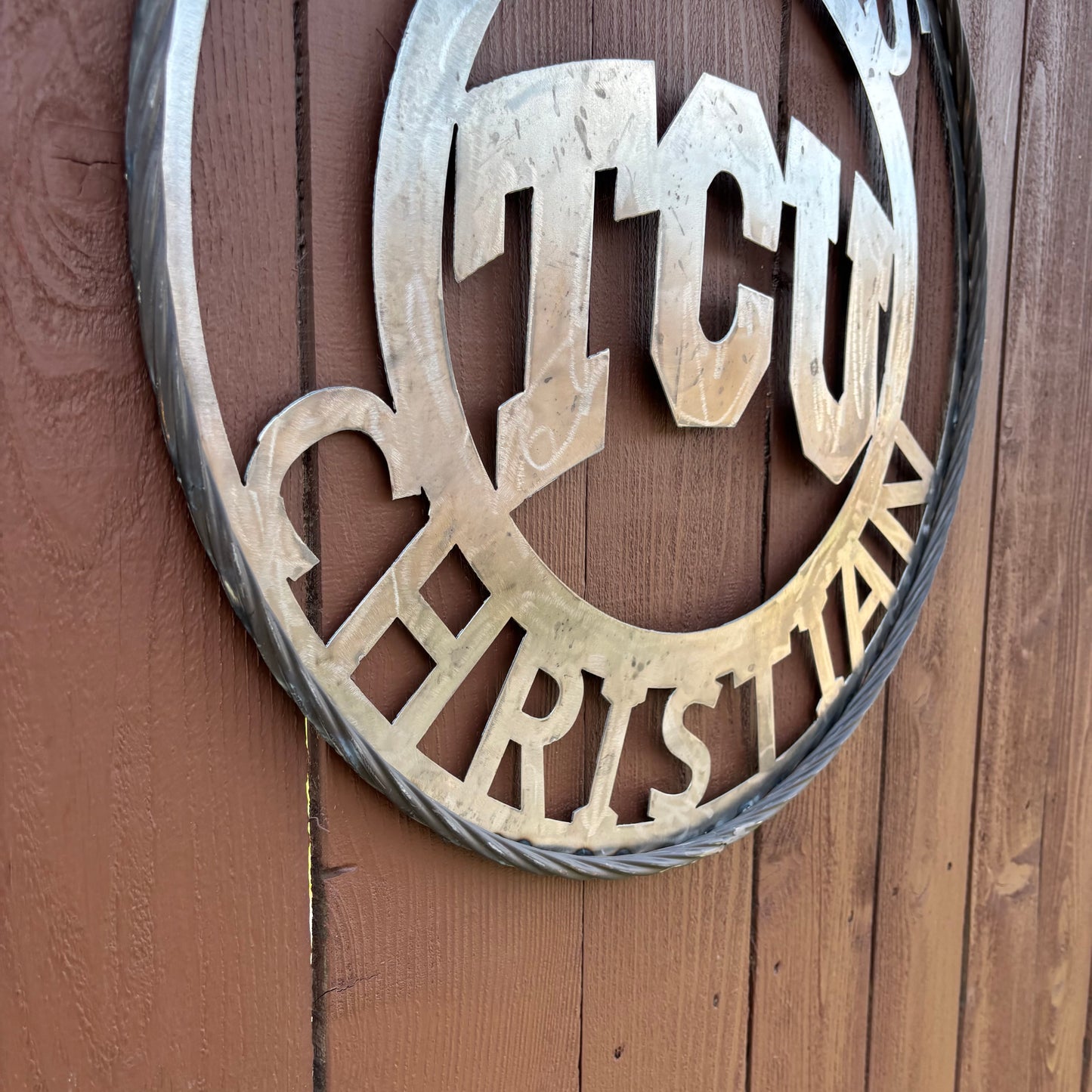 TCU TEXAS CHRISTIAN CUSTOM RAW METAL VINTAGE CRAFT TEAM SIGN UNPAINTED HANDMADE