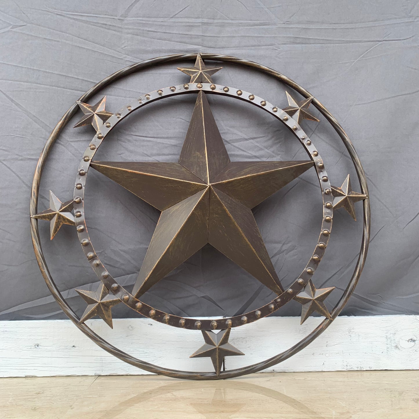 24" MULTI STAR BEADED COLIBROX BARN STAR METAL LONESTAR WESTERN HOME DECOR HANDMADE RUSTIC DARK BRONZE NEW