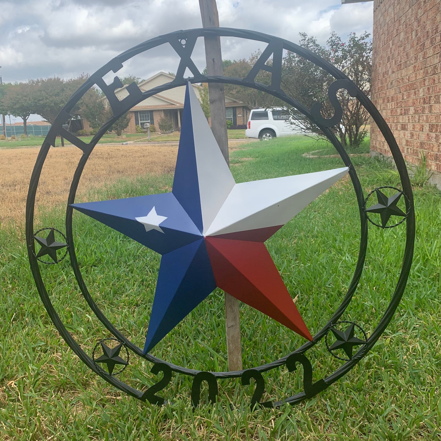TEXAS 2022 STYLE CUSTOM NAME BARN STAR METAL LONESTAR 3d TWISTED BLACK ROPE RING WESTERN HOME DECOR   HANDMADE 24",32",36"