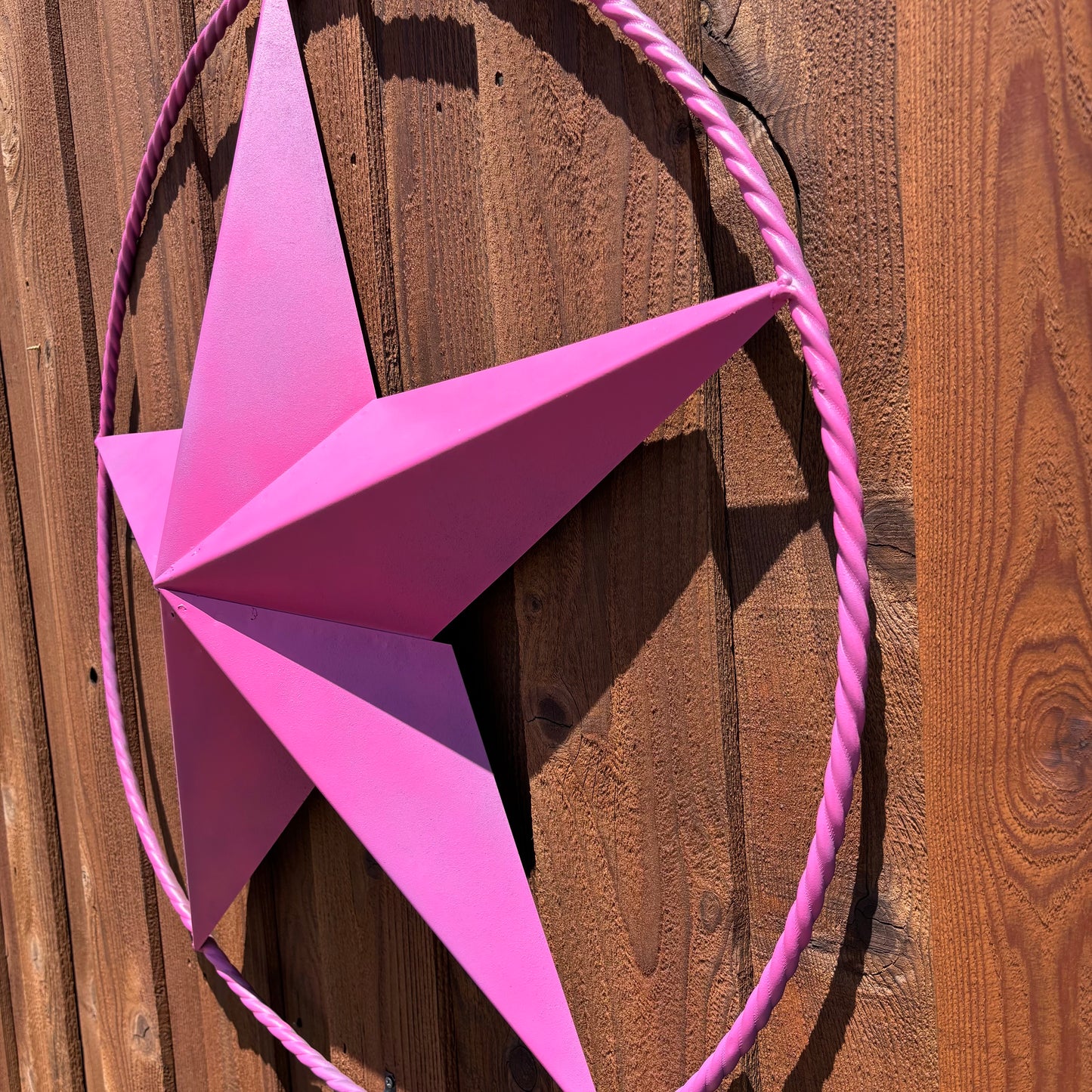 PINK STAR BARN METAL LONE STAR TWISTED ROPE RING WESTERN HOME DECOR HANDMADE 12",24",36"