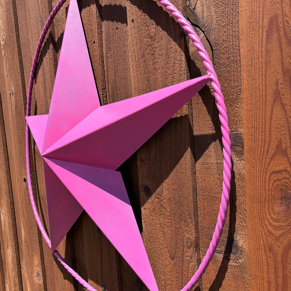 PINK STAR BARN METAL LONE STAR TWISTED ROPE RING WESTERN HOME DECOR HANDMADE 12",24",36"
