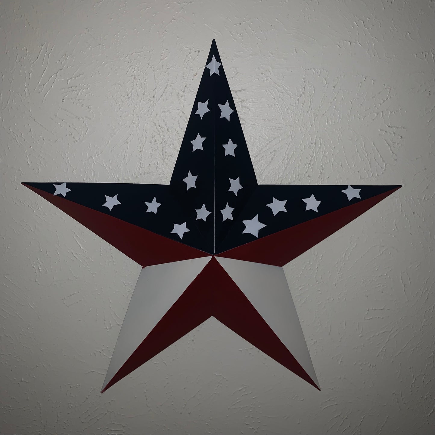 16",24",30",36" USA AMERICAN FLAG STAR RED WHITE & BLUE METAL BARN STAR STYLE# 6 HANDMADE #EH13523