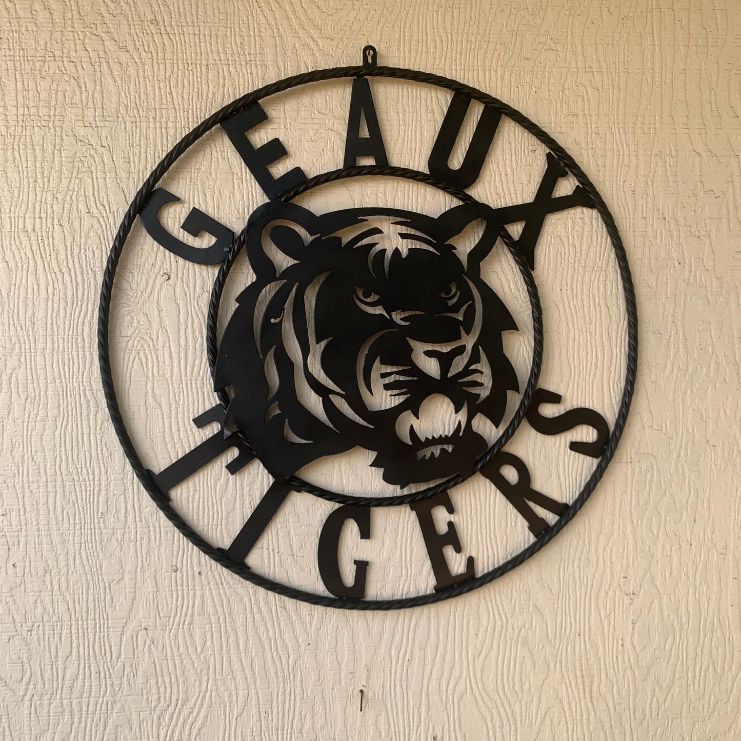 GEAUX TIGERS BLACK CUSTOM METAL VINTAGE CRAFT SIGN TEAM HANDMADE