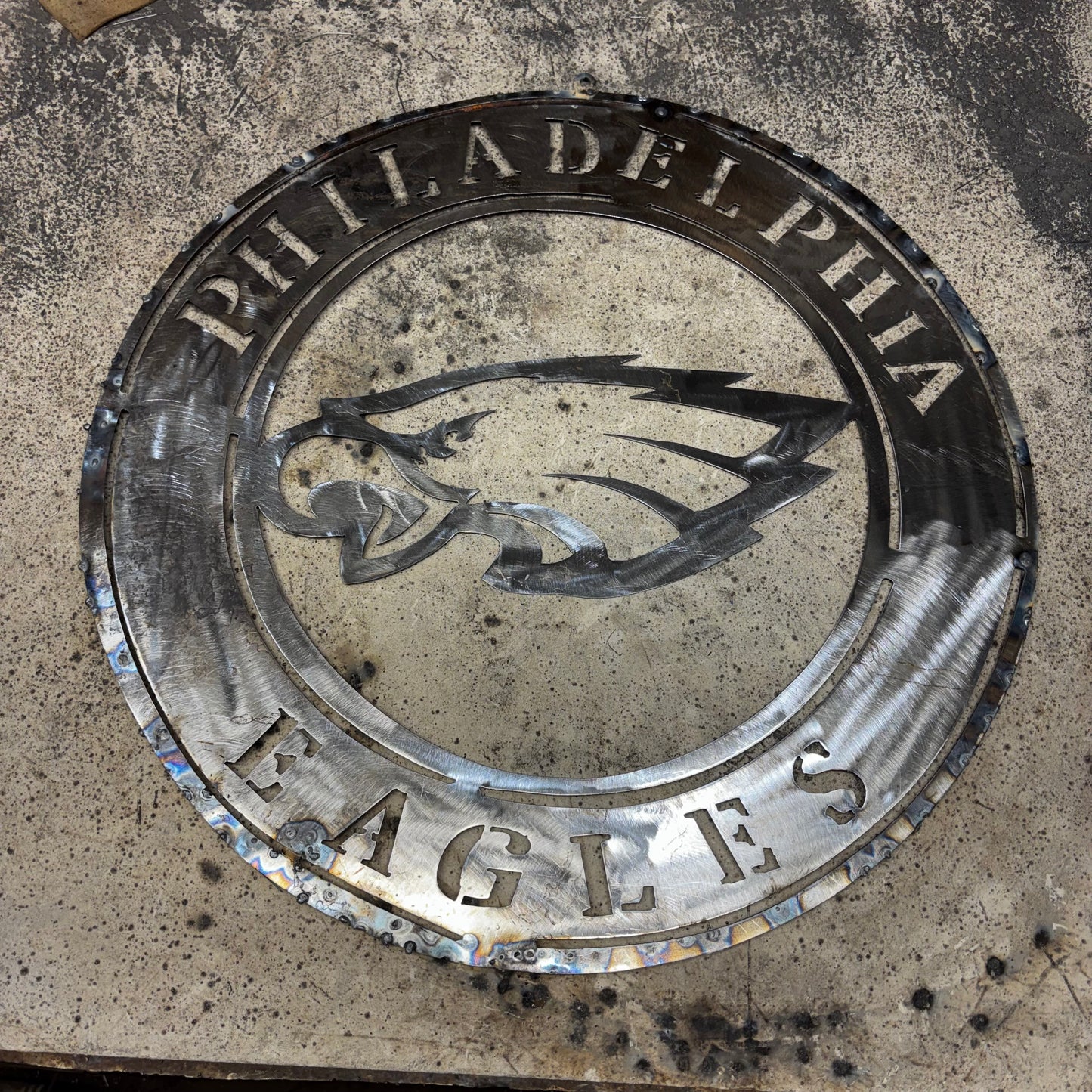 PHILADELPHIA EAGLES CUSTOM RAW METAL VINTAGE CRAFT SIGN TEAM HANDMADE STYLE# 5