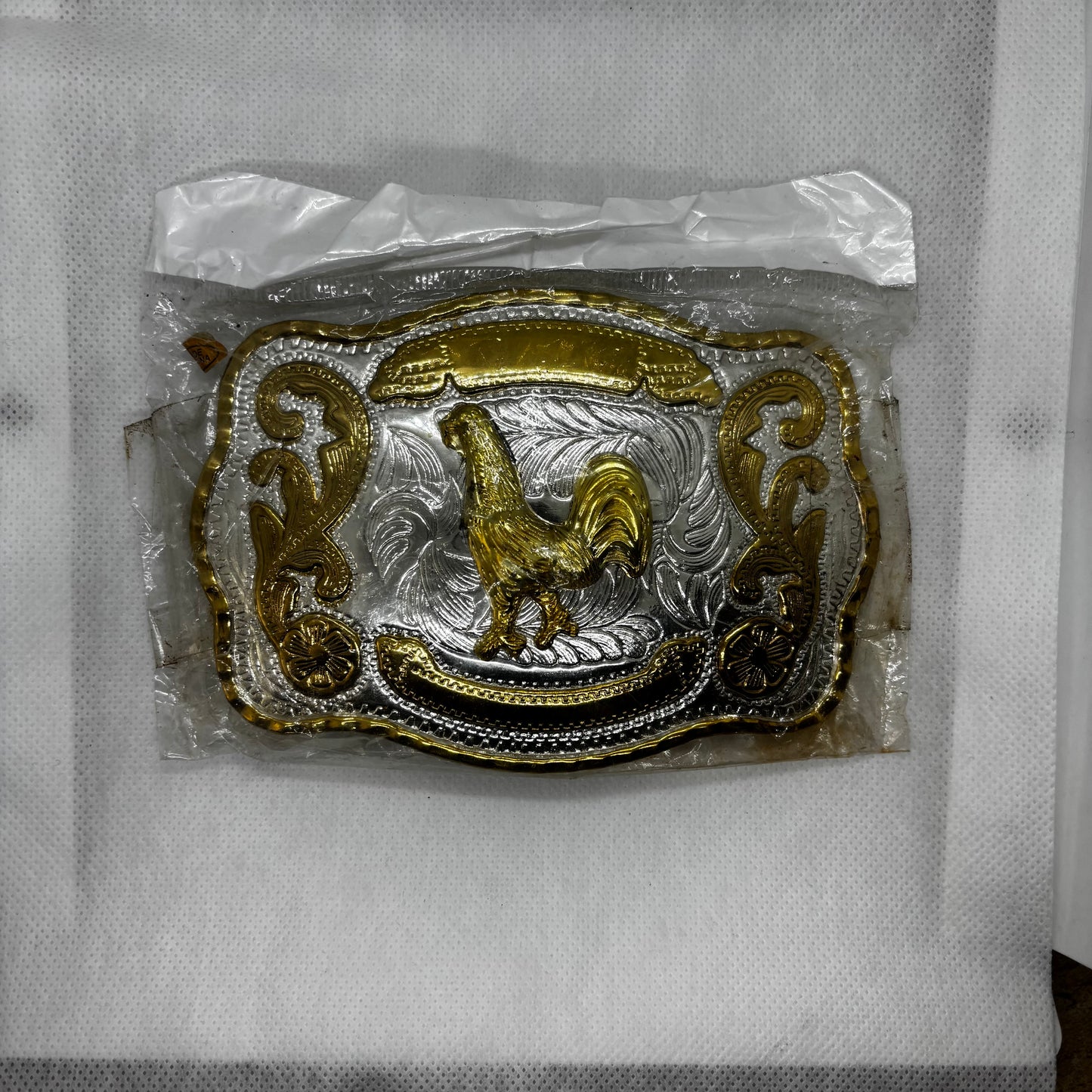 ROOSTER BELT BUCKLE GOLD SILVER WESTERN BUCKLE CRAFT HANDMADE 5.5" X 4" #EH13802