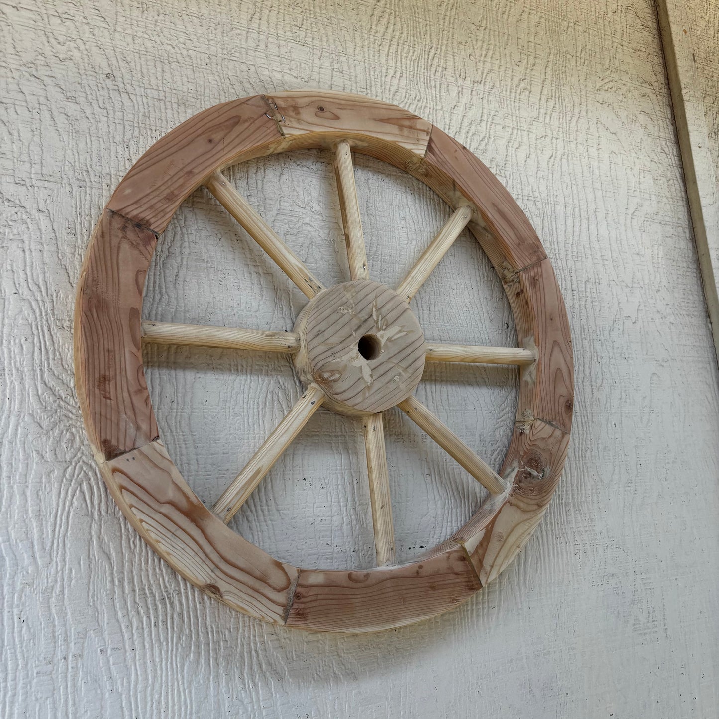 DECORATIVE WAGON WHEEL WOOD WALL ART WESTERN HOME DECOR HANDMADE TEXAS USA