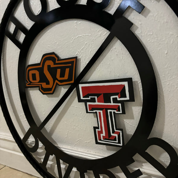 HOUSE DIVIDED OSU & TECH CUSTOM VINTAGE METAL CRAFT WALL ART RUSTIC TEAM SIGN HANDMADE 18",24",32",36