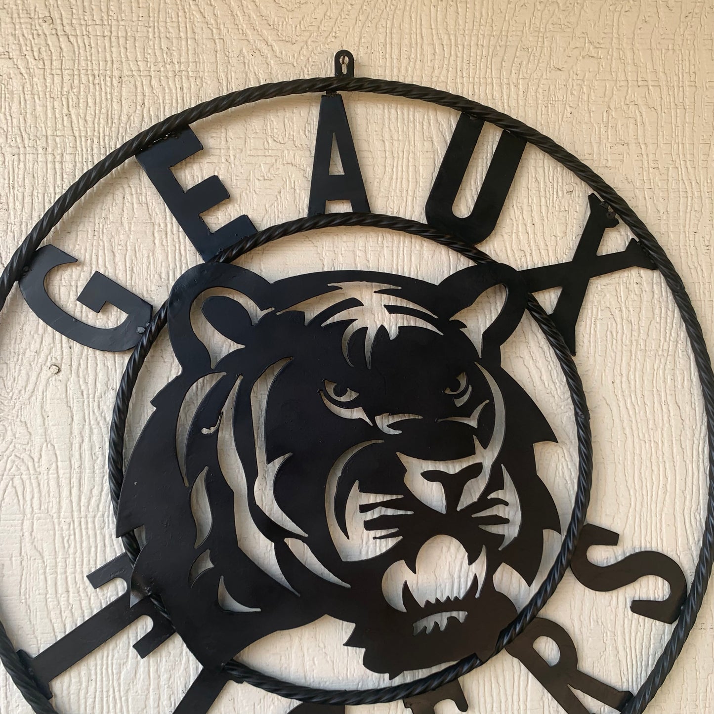 GEAUX TIGERS BLACK CUSTOM METAL VINTAGE CRAFT SIGN TEAM HANDMADE