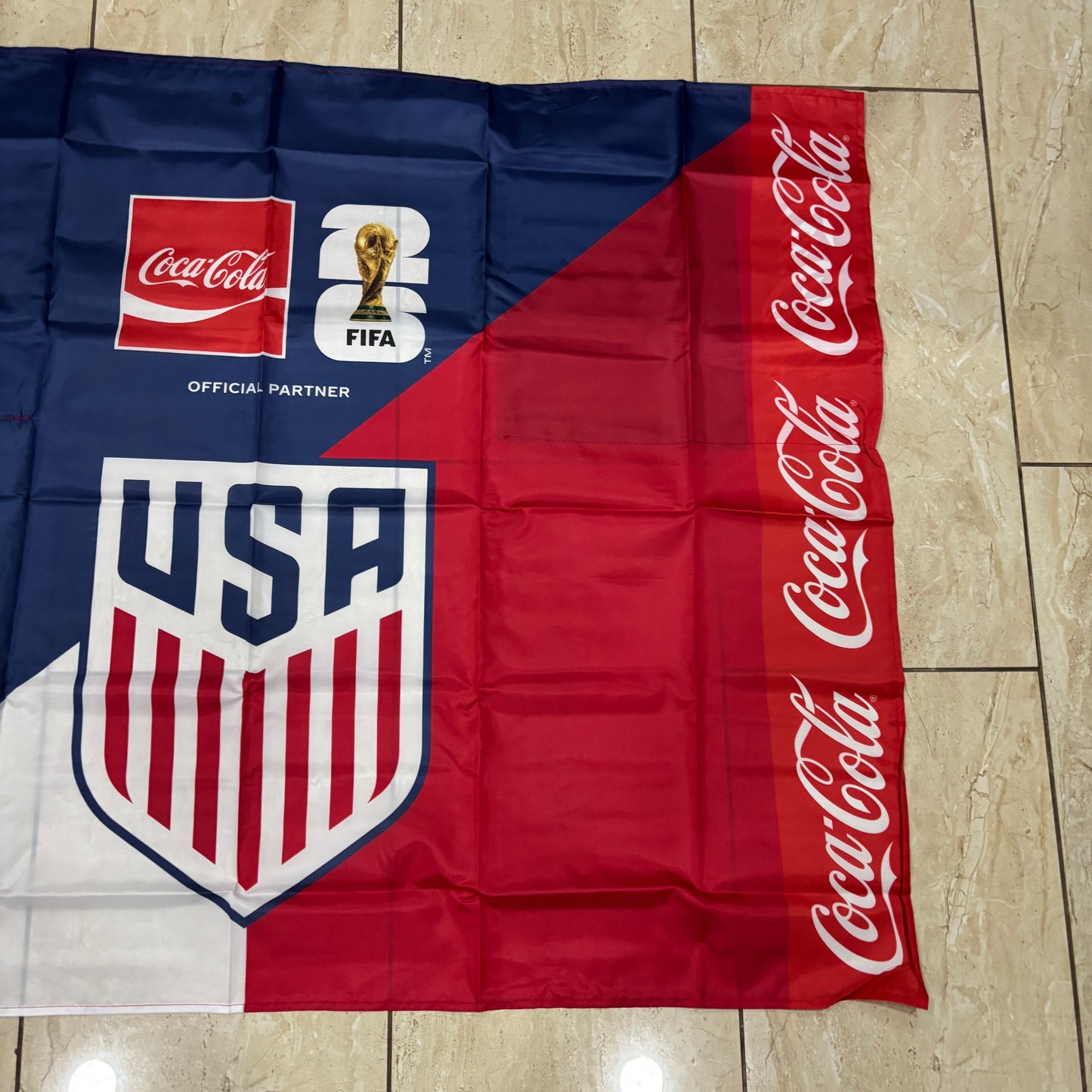 FIFA WORLD CUP 2026 USA COCACOLA FLAG 3ft x 4ft GENUINE LICENSES WESTERN HOME DECOR  #EH13732