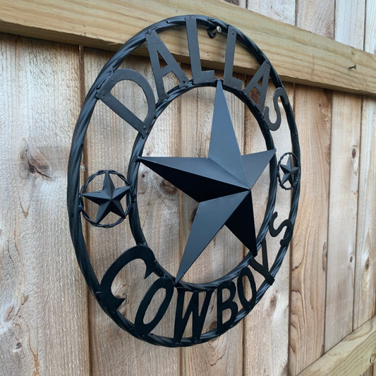 18" DALLAS COWBOYS BLACK STAR CUSTOM METAL VINTAGE LONE STAR TEAM STAR WESTERN HOME DECOR HANDMADE