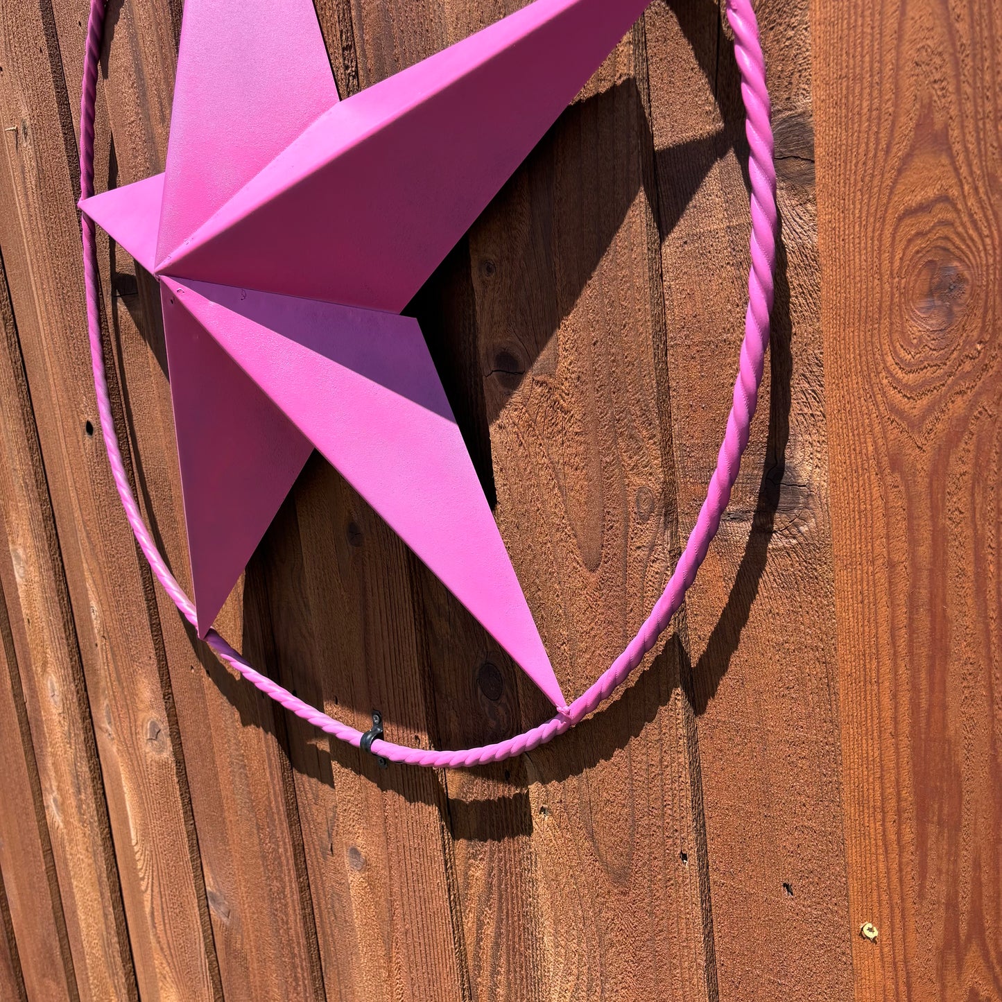 PINK STAR BARN METAL LONE STAR TWISTED ROPE RING WESTERN HOME DECOR HANDMADE 12",24",36"