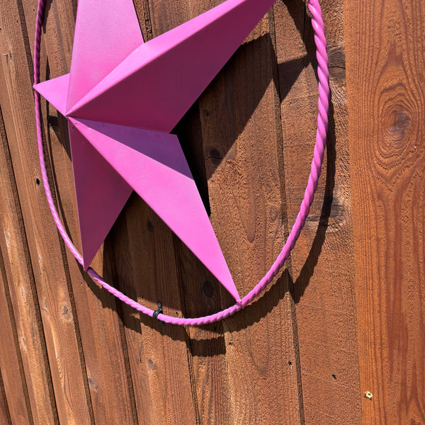 PINK STAR BARN METAL LONE STAR TWISTED ROPE RING WESTERN HOME DECOR HANDMADE 12",24",36"