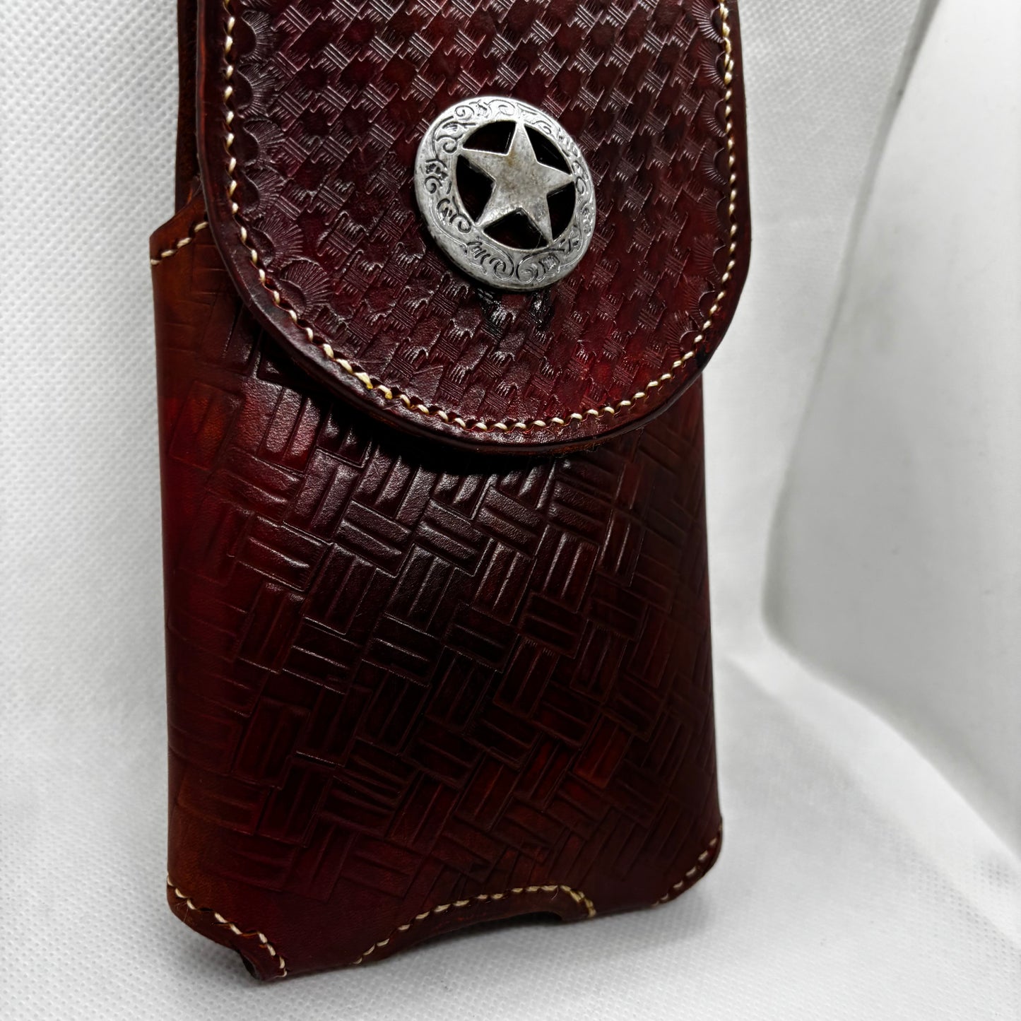 7" LONE STAR LEATHER HOLSTER BROWN STAR POUCH EXTRA LARGE  BELT LOOP CLIP CELL PHONE CASE UNIVERSAL HANDMADE #EH13808