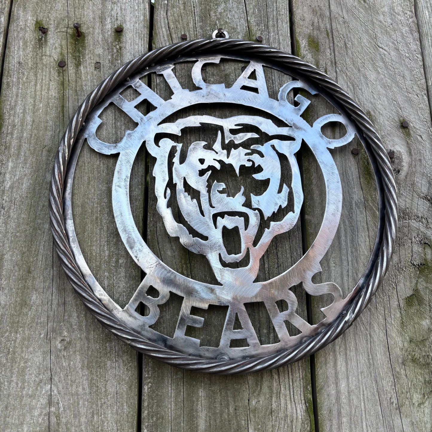 CHICAGO BEARS CUSTOM RAW METAL VINTAGE CRAFT SIGN TEAM HANDMADE STYLE# 3