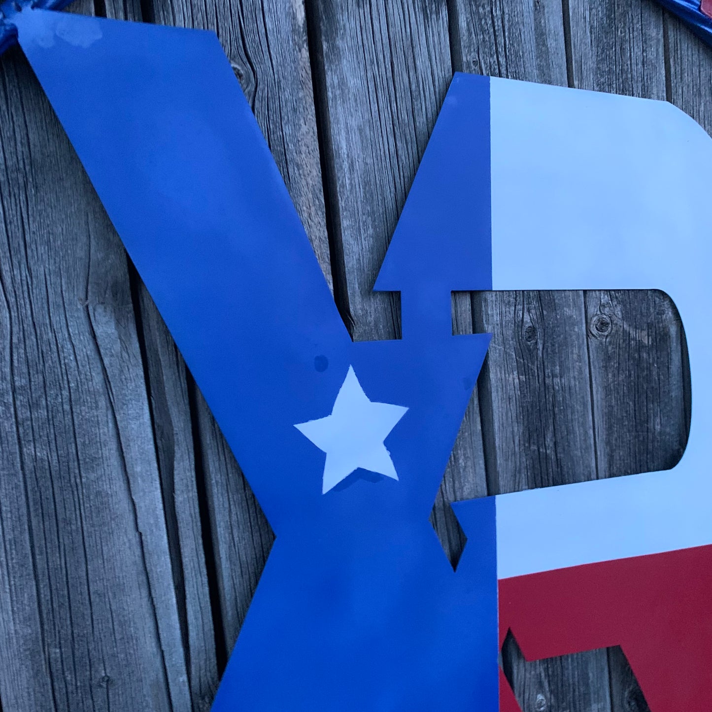 #EH11299 CUSTOM NAME XR ROOFING STYLE SIGN RED,WHITE & BLUE TEXAS FLAG LOGO HANDMADE