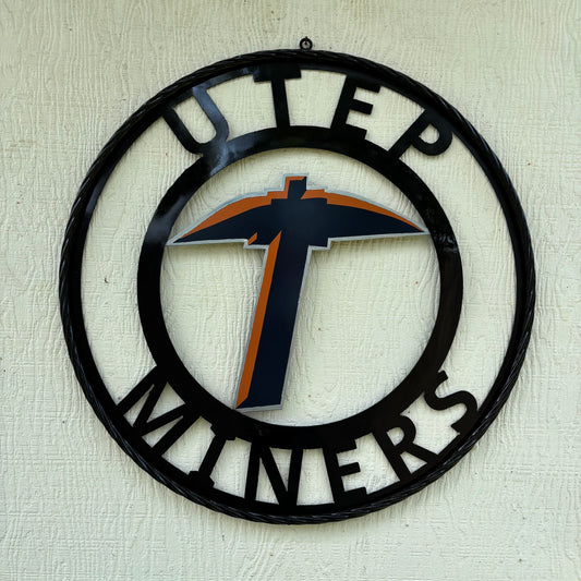 UTEP MINERS CUSTOM METAL VINTAGE CRAFT TEAM SIGN WESTERN HOME DECOR HANDMADE