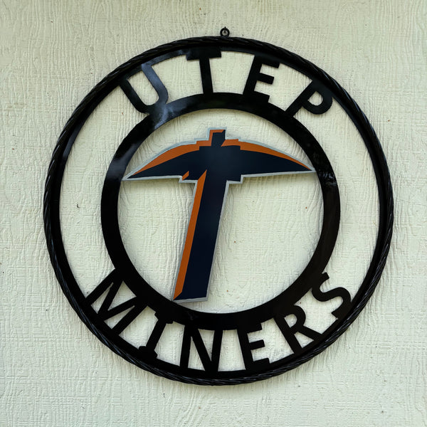 UTEP MINERS CUSTOM METAL VINTAGE CRAFT TEAM SIGN WESTERN HOME DECOR HANDMADE