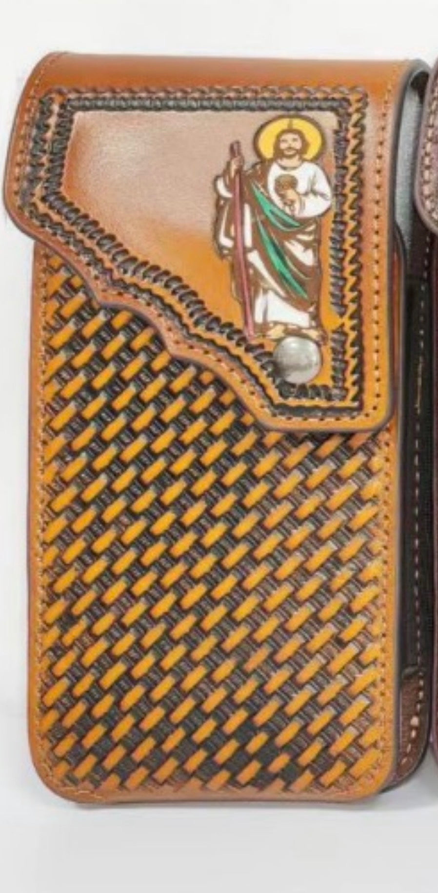 7" JESUS PHONE HOLSTER LEATHER LARGE BELT LOOP CASE UNIVERSAL HANDMADE