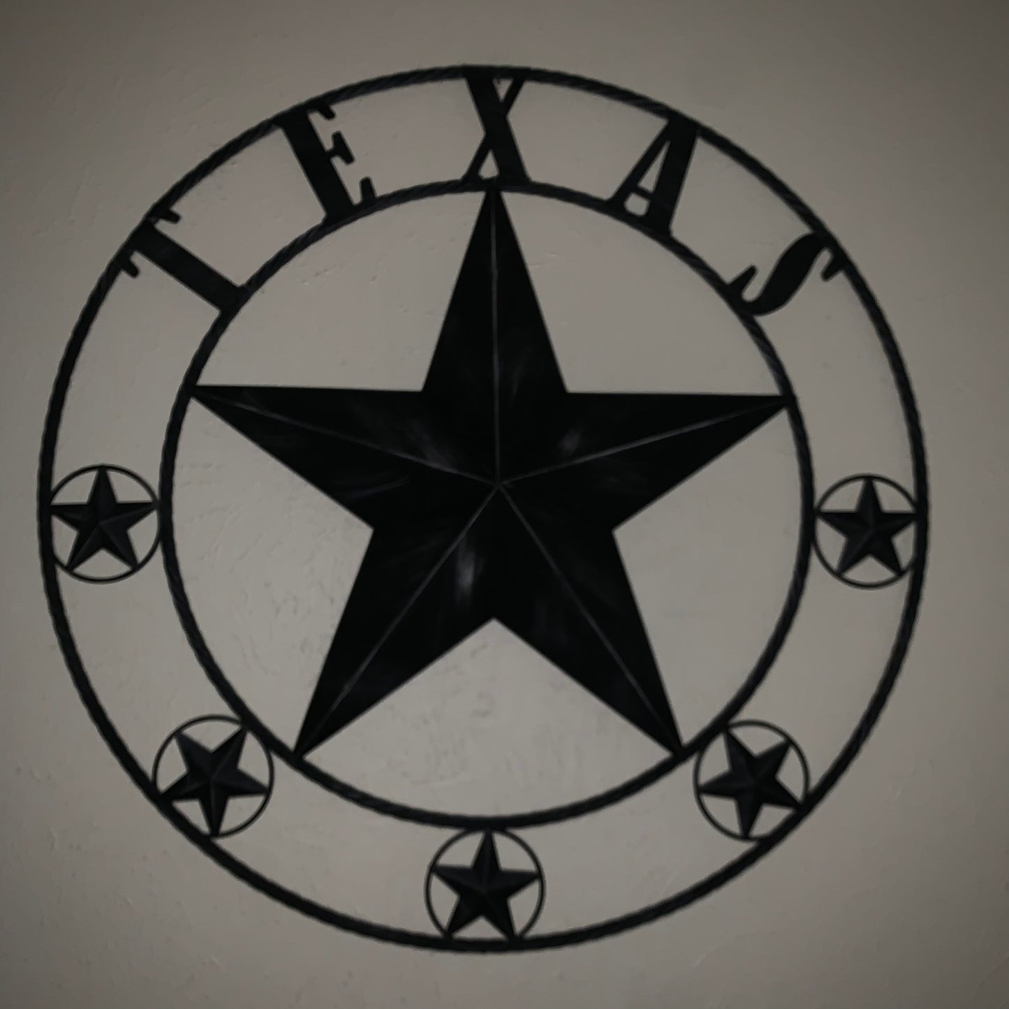 TEXAS BLACK DISTRESSED STAR TWO TONE TEXTURE BARN STAR METAL LONESTAR TWISTED ROPE RING WESTERN HOME DECOR HANDMADE NEW
