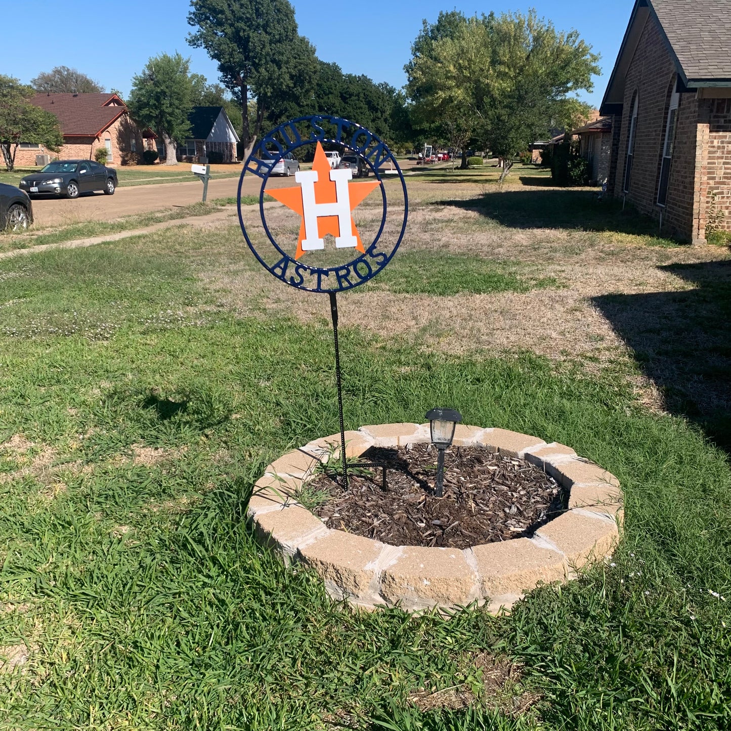 12",18",24",32", 36" HOUSTON ASTROS ON STAKE CUSTOM METAL VINTAGE CRAFT GARDEN SIGN HANDMADE