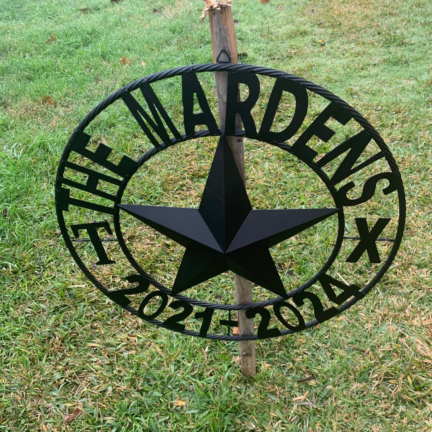 MARDENS STYLE CUSTOM NAME STAR BARN METAL STAR 3d TWISTED ROPE RING WESTERN HOME DECOR RUSTIC BLACK HANDMADE 24",32",36",50"