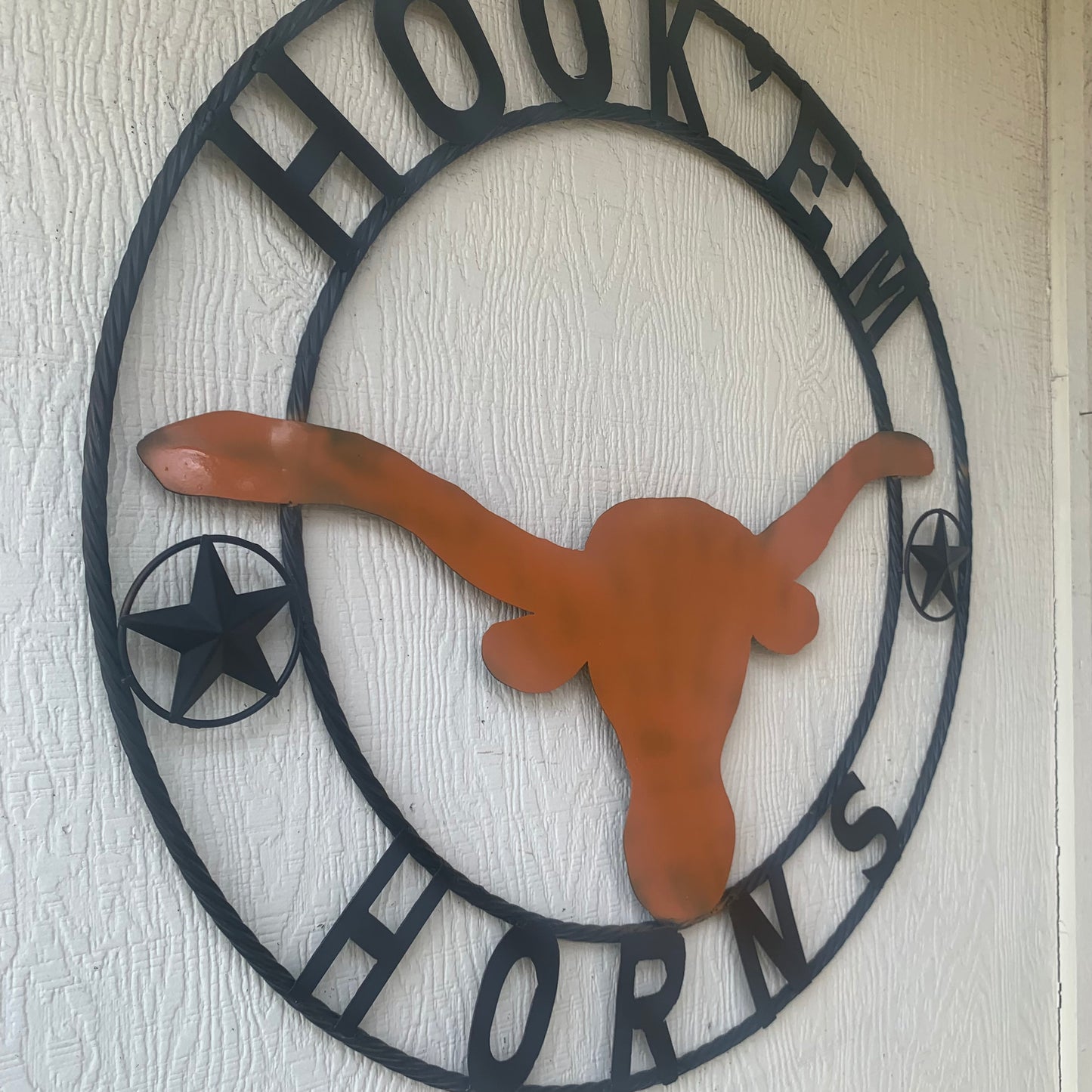 HOOKEM HORNS WITH LONE STAR TEXAS LONGHORNS HOOK EM METAL CUSTOM VINTAGE CRAFT WALL ART TEAM SIGN HANDMADE