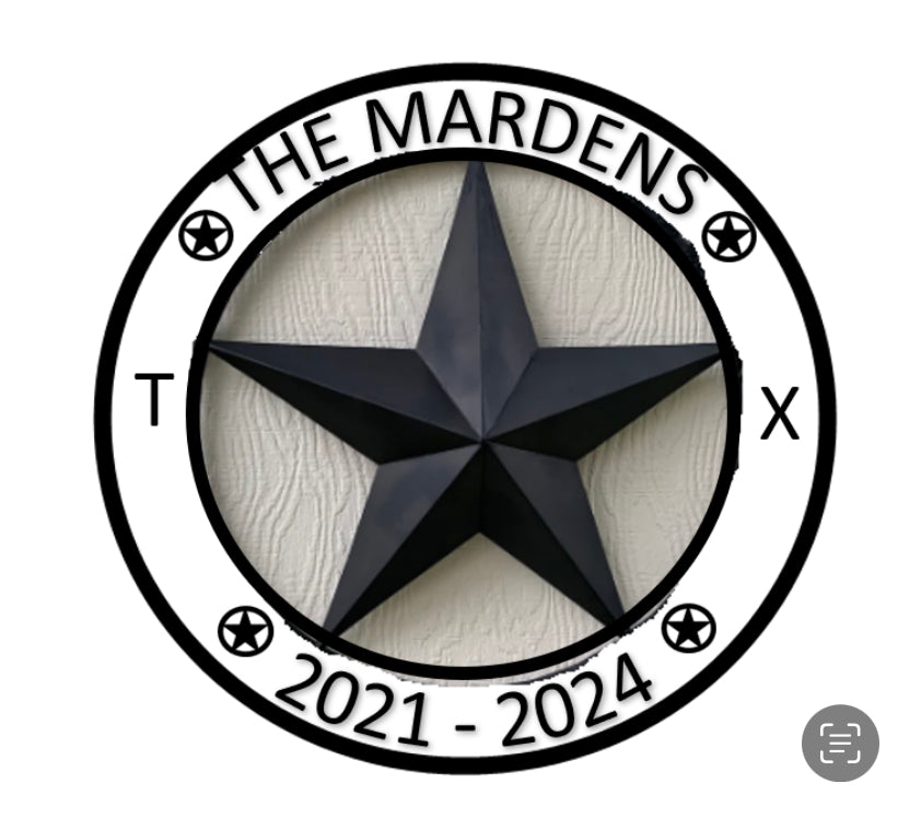 THE MARDENS STYLE CUSTOM STAR NAME BARN METAL STAR 3d TWISTED ROPE RING WESTERN HOME DECOR RUSTIC MATTE BLACK HANDMADE 24",32",36",40",50"
