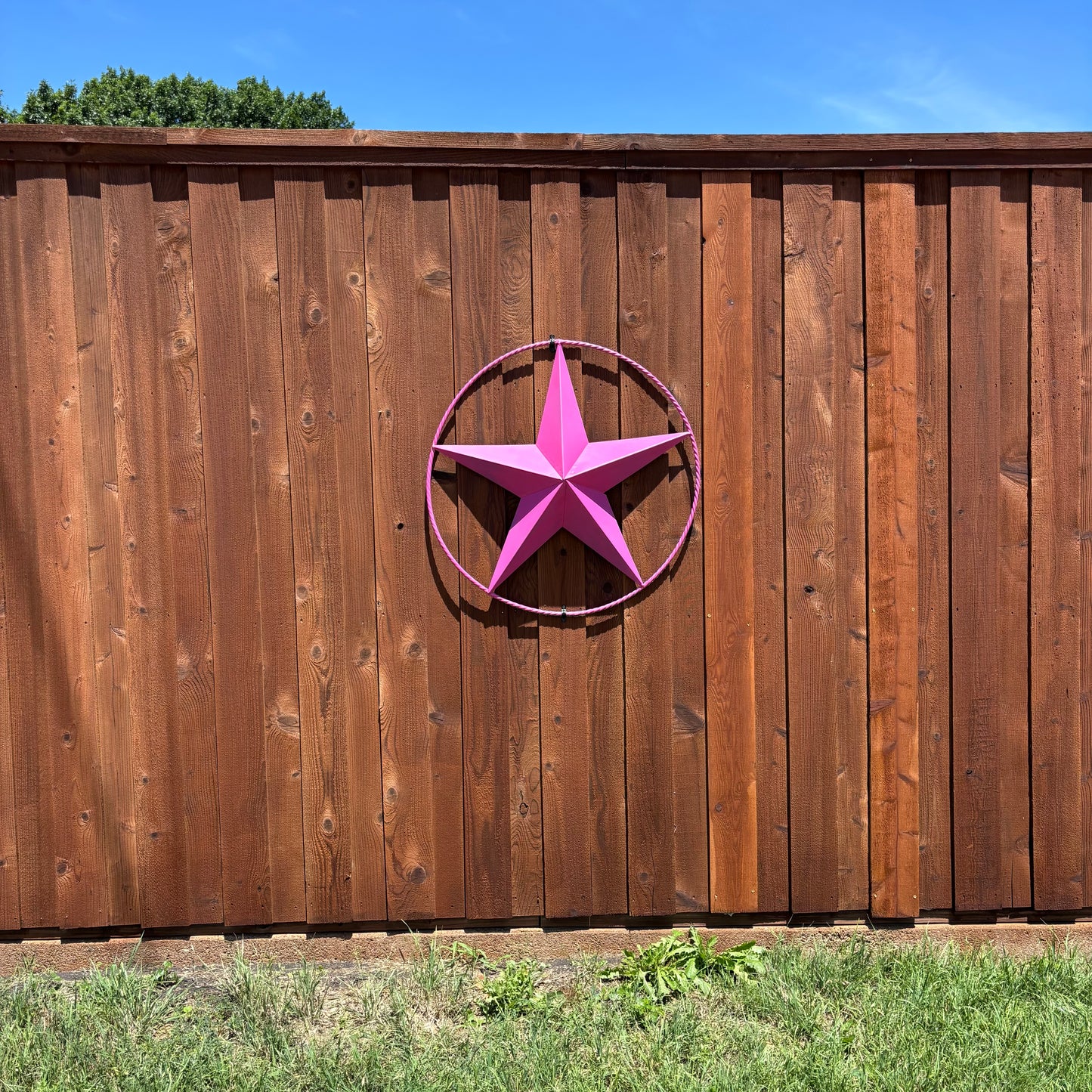 PINK STAR BARN METAL LONE STAR TWISTED ROPE RING WESTERN HOME DECOR HANDMADE 12",24",36"