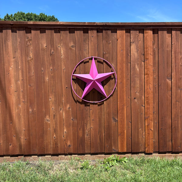 PINK STAR BARN METAL LONE STAR TWISTED ROPE RING WESTERN HOME DECOR HANDMADE 12",24",36"