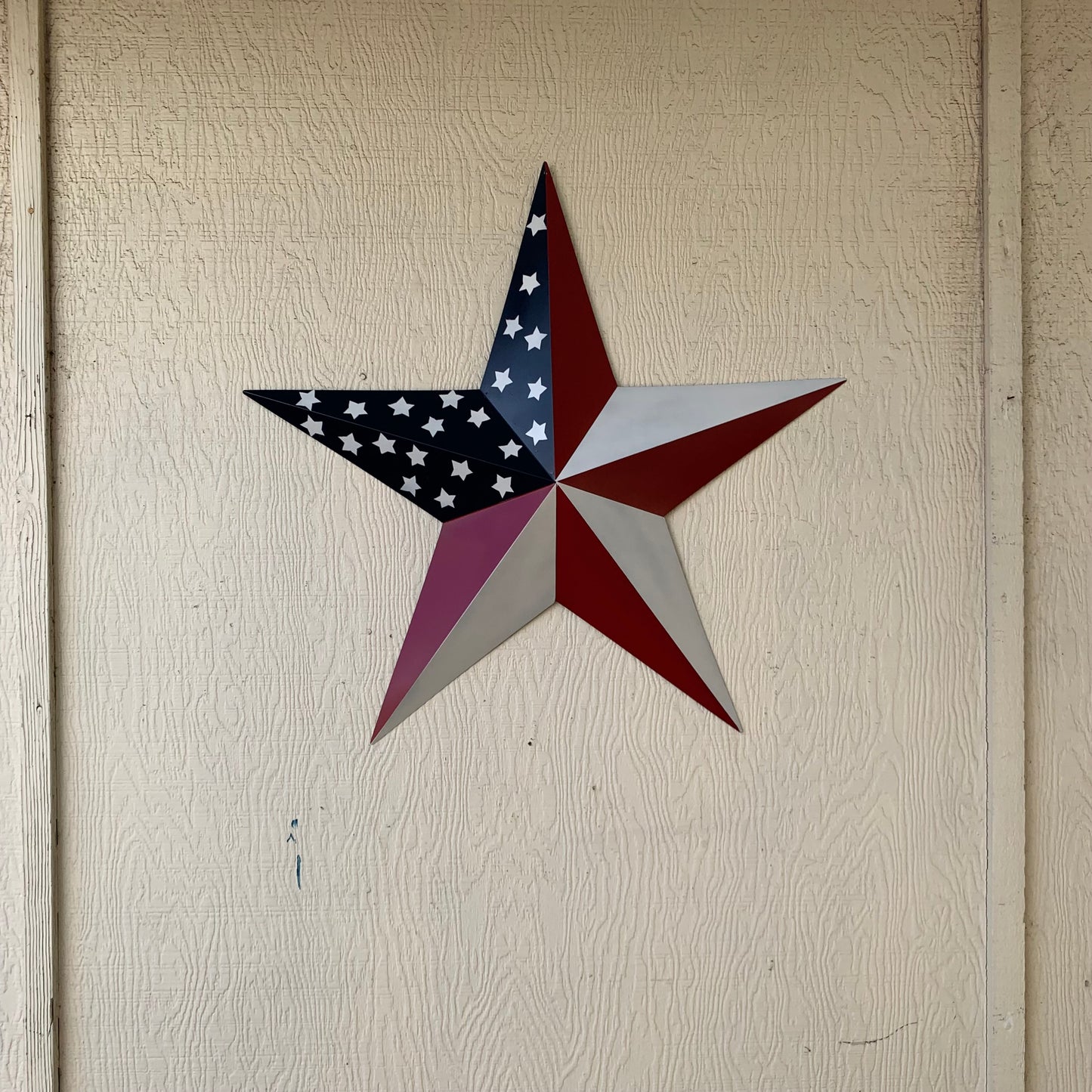 USA FLAG STAR STYLE# 5 RED WHITE & BLUE AMERICANA METAL BARN STAR WALL ART HANDMADE TO ORDER NEW #EH13380