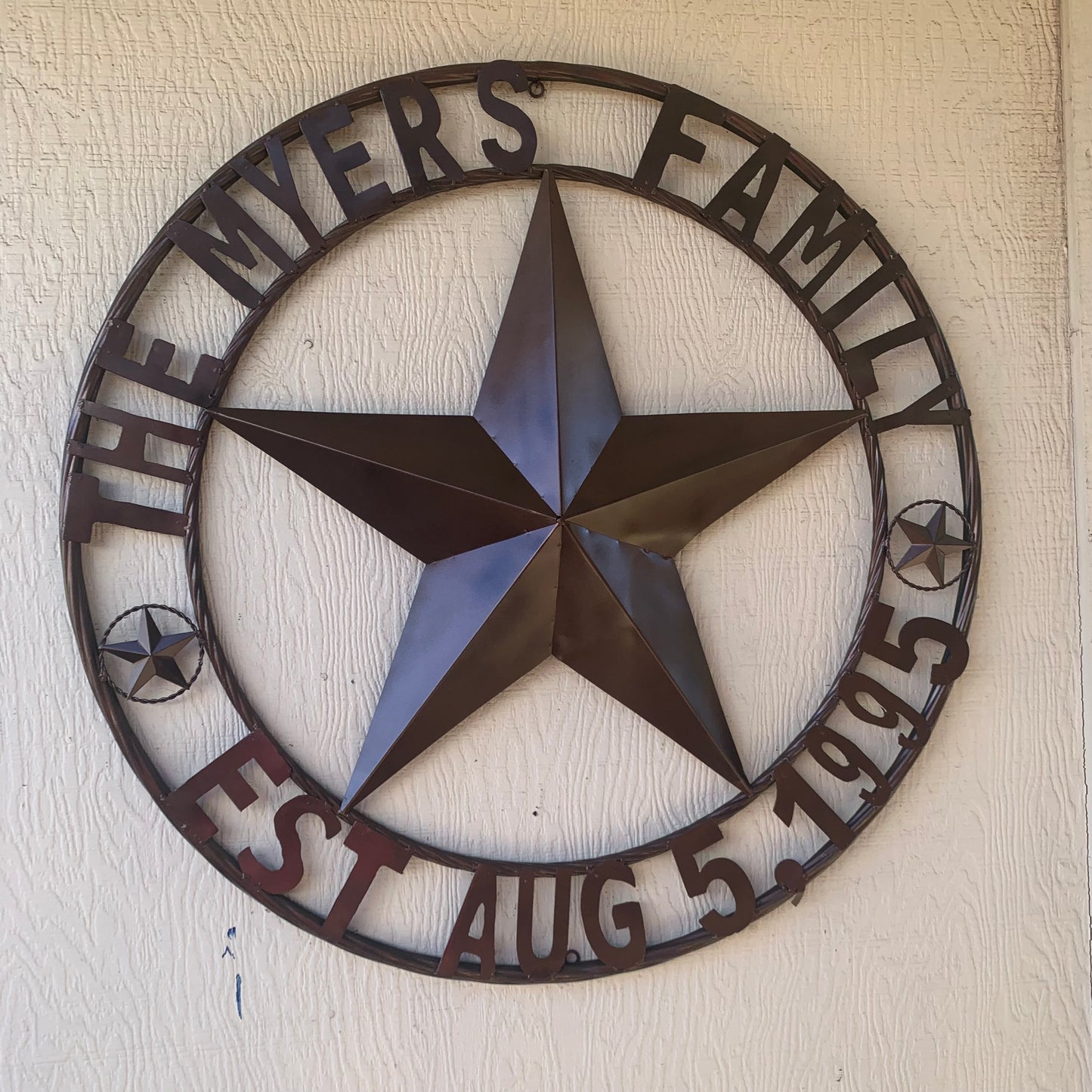 MYERS STYLE YOUR CUSTOM NAME STAR BARN STAR METAL LONE STAR WESTERN HOME DECOR RUSTIC BLACK HANDMADE 24",32",36",50"