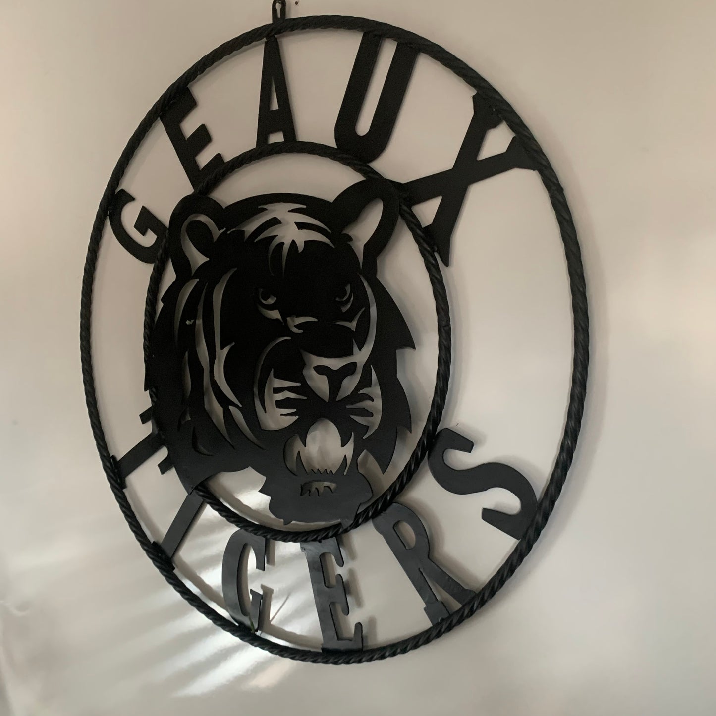 GEAUX TIGERS BLACK CUSTOM METAL VINTAGE CRAFT SIGN TEAM HANDMADE