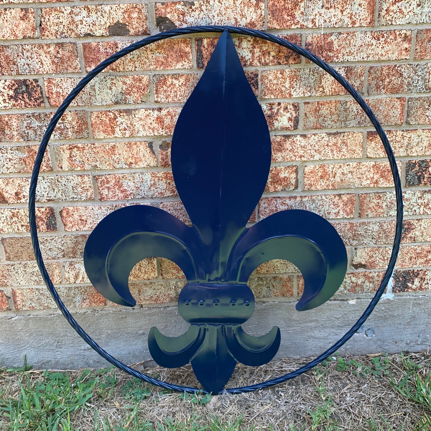 NAVY BLUE 24",36" FLEUR DE LIS METAL WALL ART SIGN WESTERN HOME DECOR HANDMADE NEW #EH10764