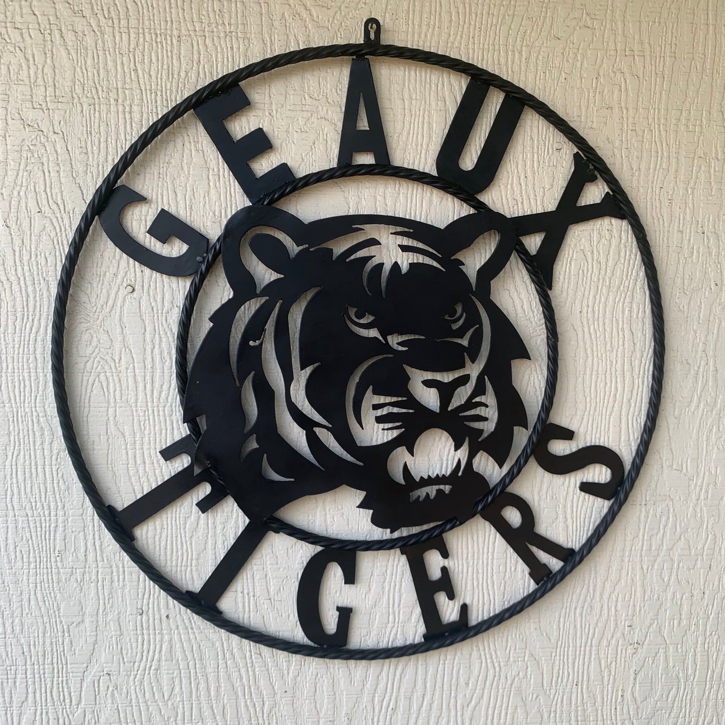 GEAUX TIGERS BLACK CUSTOM METAL VINTAGE CRAFT SIGN TEAM HANDMADE