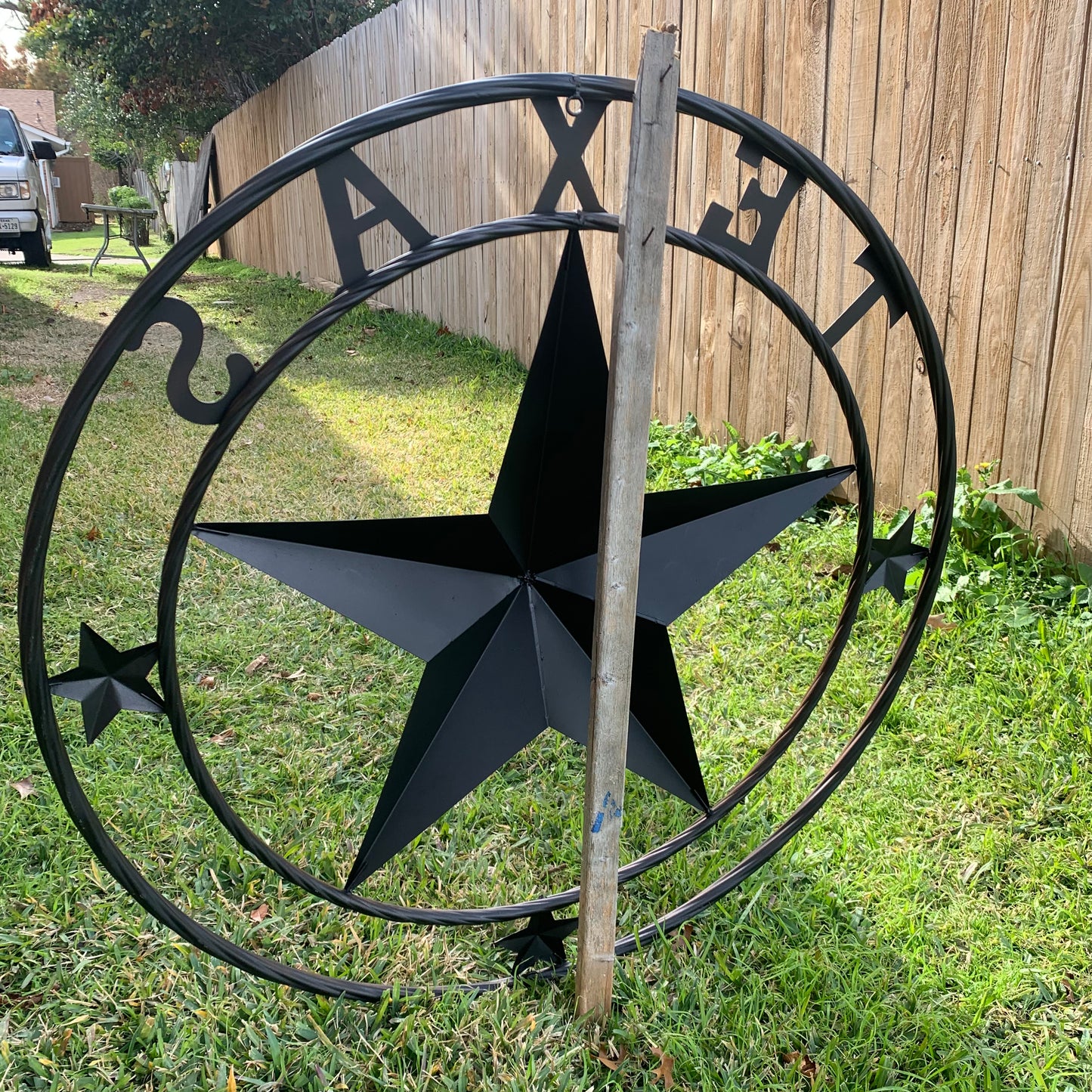 TEXAS LONESTAR WITH 3 SMALL STARS BARN STAR METAL RUSTIC BRONZE COPPER TWISTED ROPE RING WESTERN HOME DECOR HANDMADE NEW