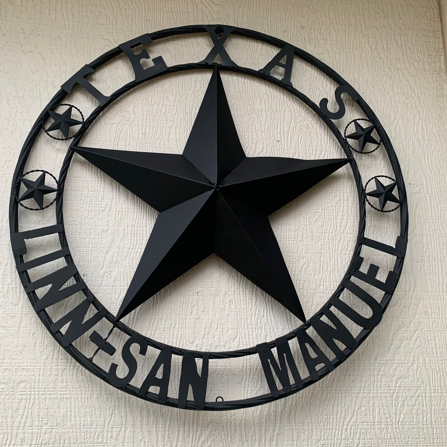 LINN SAN MANUEL STYLE YOUR CUSTOM NAME STAR METAL BARN LONE STAR 3d TWISTED ROPE RING WESTERN HOME DECOR HANDMADE NEW