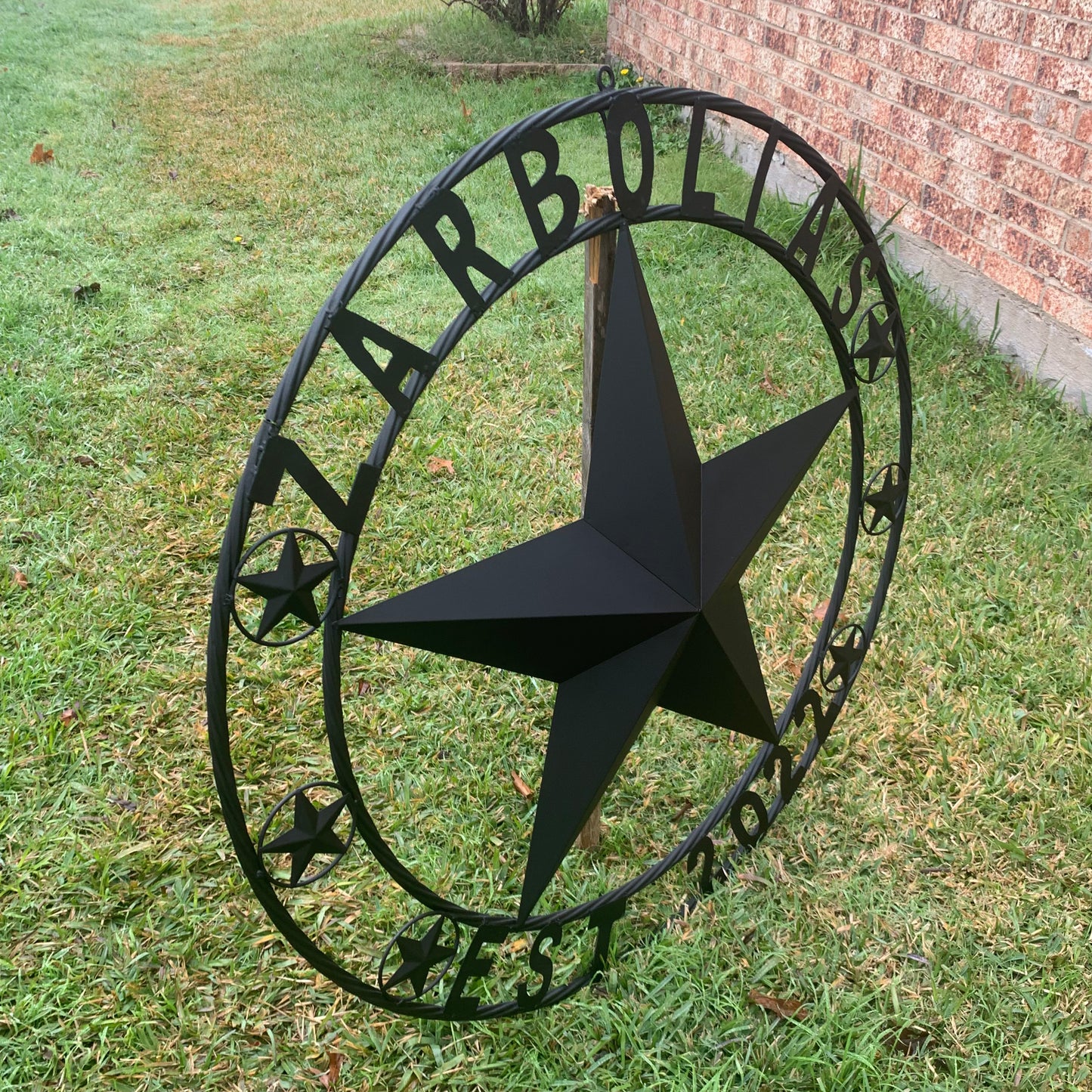 ZARBOLIAS STYLE CUSTOM NAME STAR BARN METAL STAR 3d TWISTED ROPE RING WESTERN HOME DECOR RUSTIC BLACK HANDMADE 24",32",36",50"