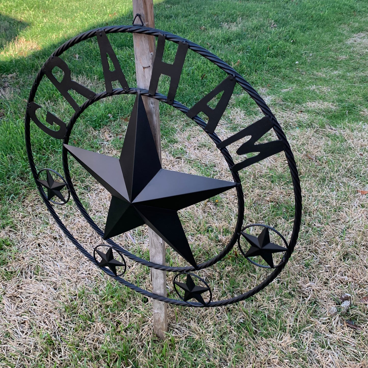 GRAHAM STYLE YOUR CUSTOM NAME STAR BARN STAR METAL LONE STAR WESTERN HOME DECOR RUSTIC BLACK HANDMADE 24",32",36",50"