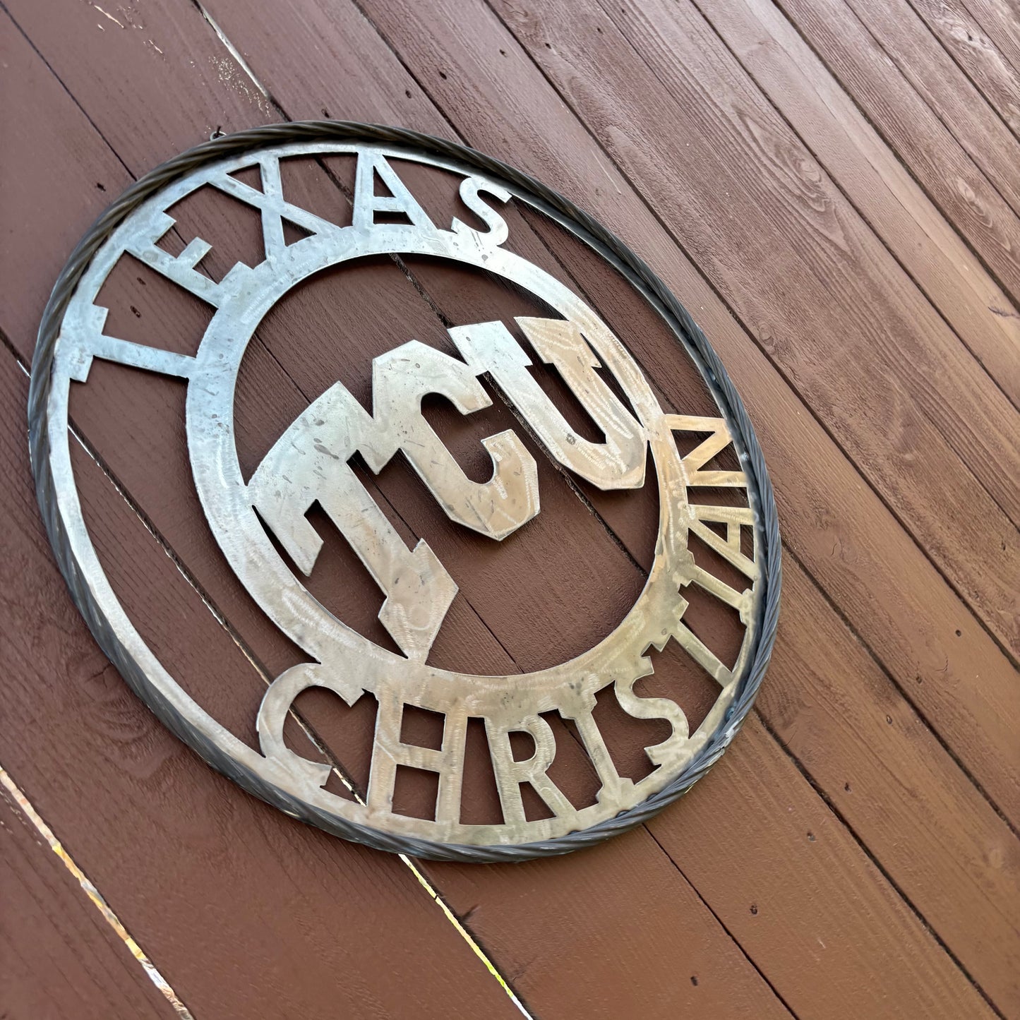 TCU TEXAS CHRISTIAN CUSTOM RAW METAL VINTAGE CRAFT TEAM SIGN UNPAINTED HANDMADE