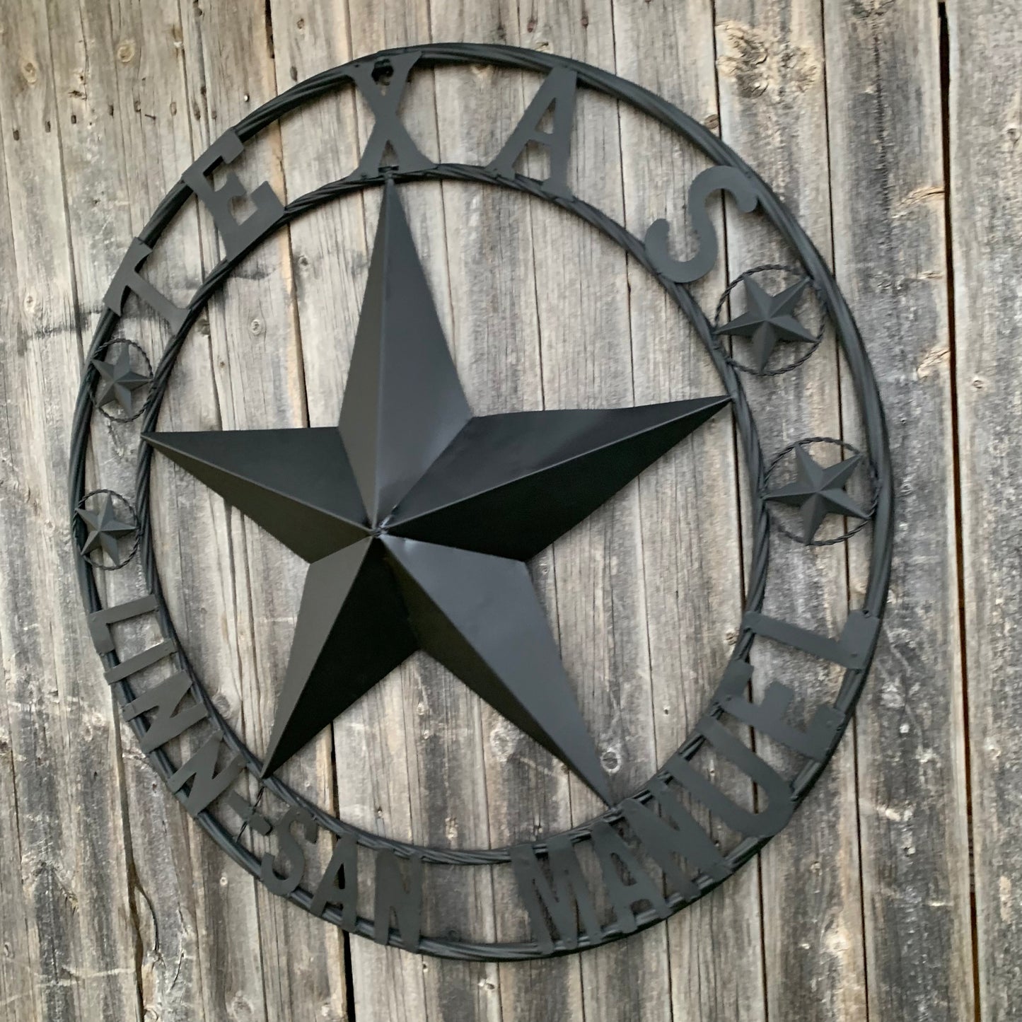 LINN SAN MANUEL STYLE YOUR CUSTOM NAME STAR METAL BARN LONE STAR 3d TWISTED ROPE RING WESTERN HOME DECOR HANDMADE NEW