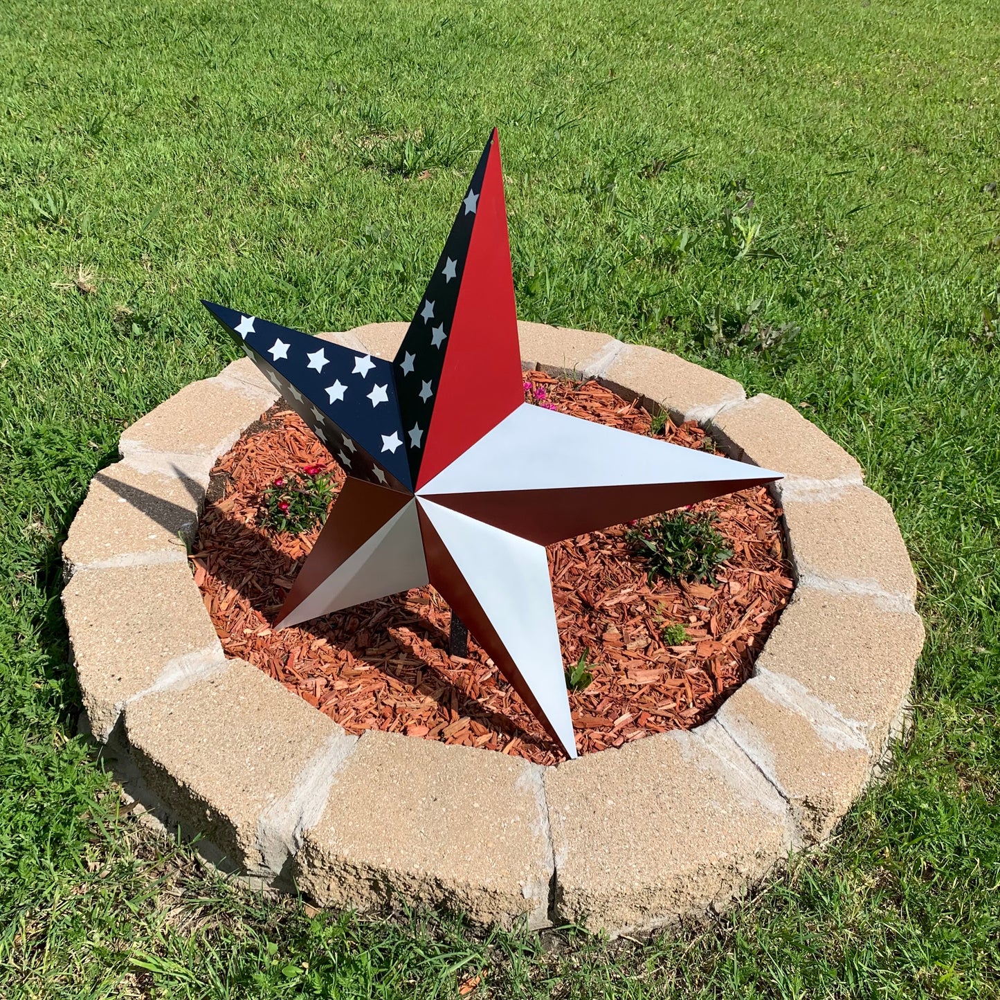 USA FLAG STAR STYLE# 5 RED WHITE & BLUE AMERICANA METAL BARN STAR WALL ART HANDMADE TO ORDER NEW #EH13380