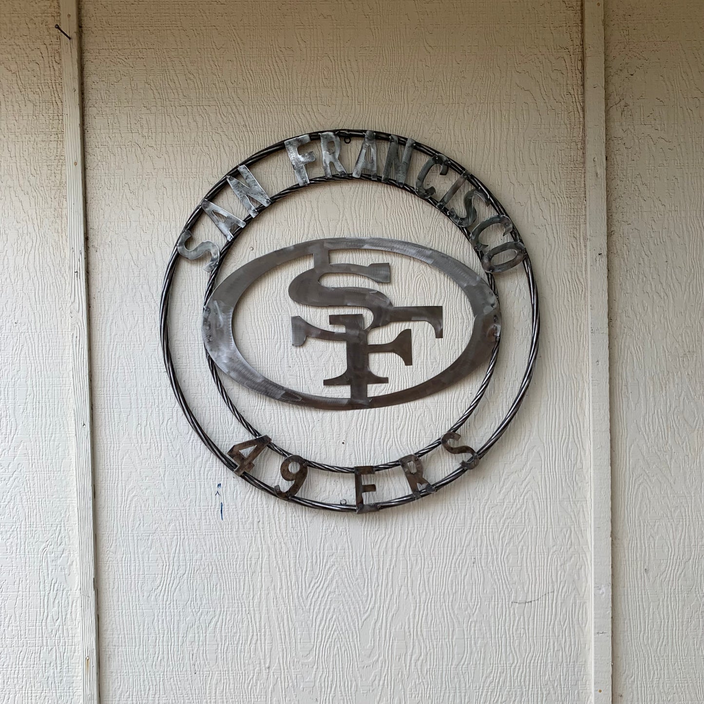 36" SAN FRANCISCO 49ERS CUSTOM RAW METAL VINTAGE CRAFT TEAM SIGN HAND MADE IN USA