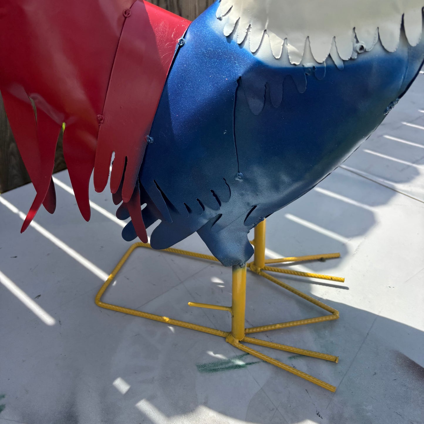 ROOSTER RED WHITE BLUE PATRIOTIC GARDEN METAL SCULPTURE WESTERN HOME DECOR ORNAMENT HANDMADE #34-003 18",30",40"