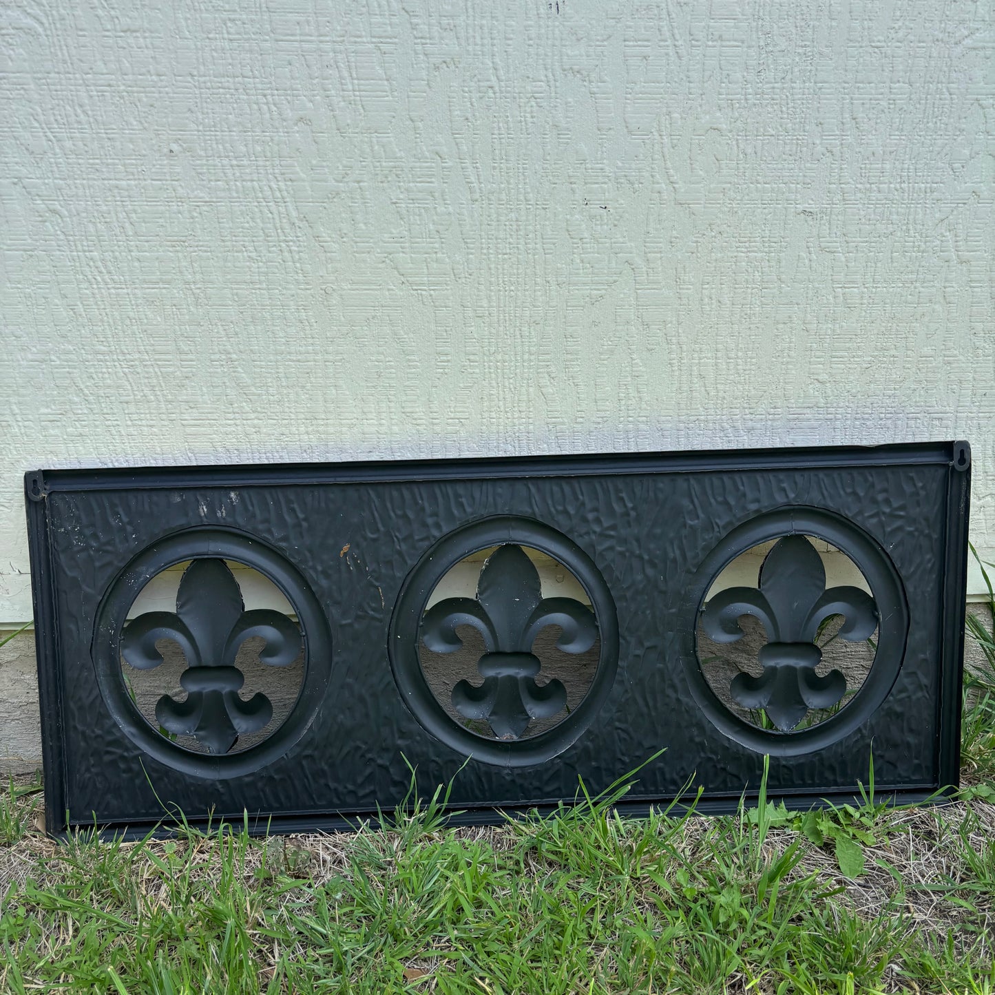 36" FLEUR DE LIS GOLD BROWN RECTANGLE WALL ART WESTERN METAL ART HANDMADE #EH13330
