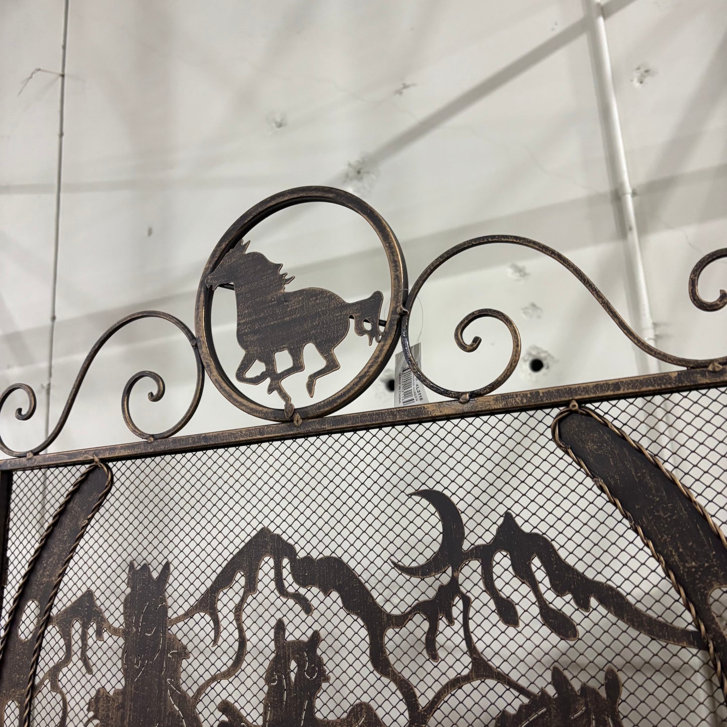 RUNNING HORSE METAL FIREPLACE SCREEN 40" X 33.5" WESTERN HOME DECOR HANDMADE #EH80005