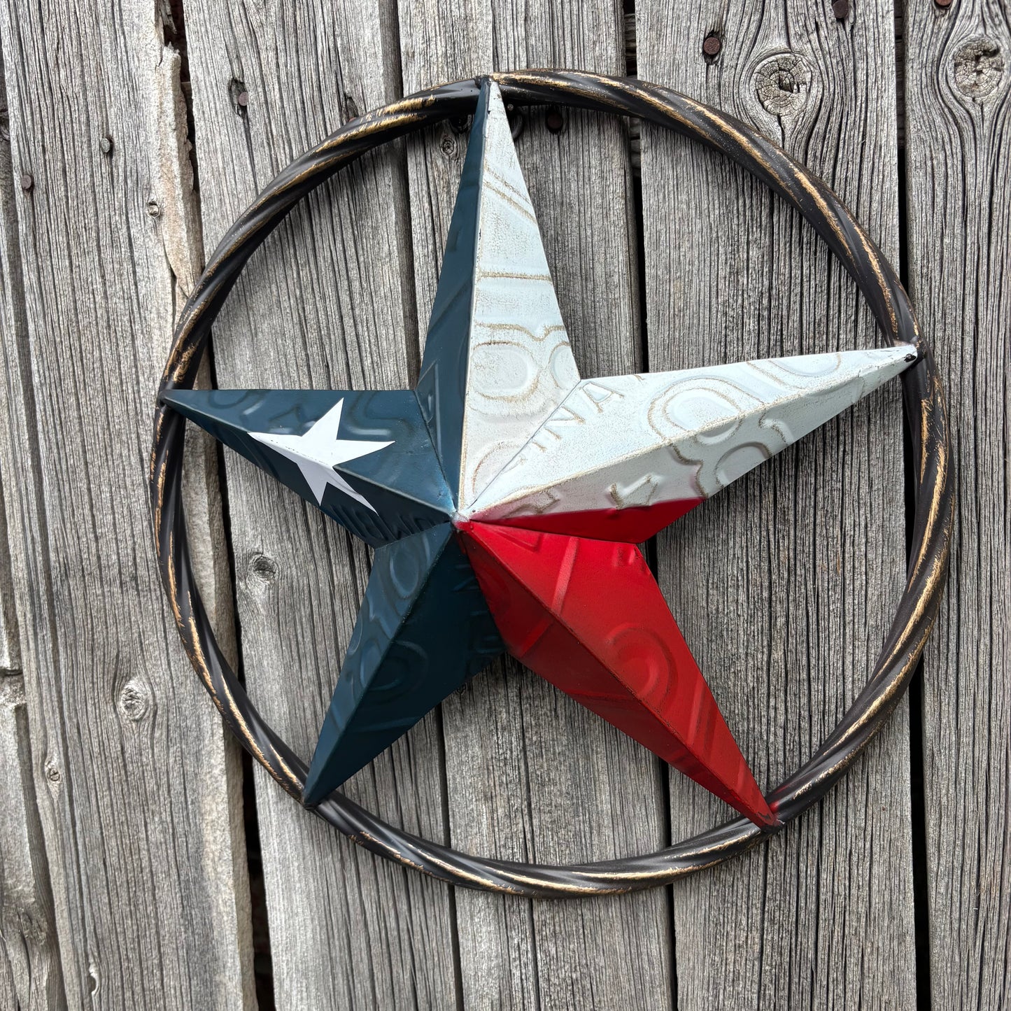 RED WHITE BLUE LICENSE PLATE METAL BARN LONESTAR WESTERN HOME DECOR HANDMADE EH13325