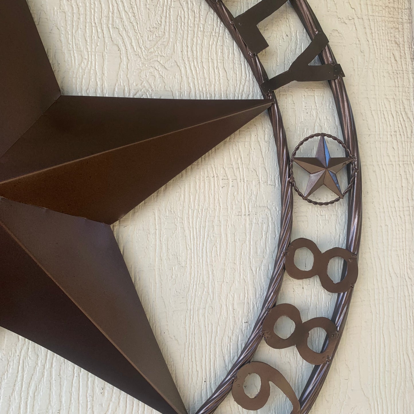 MATHIS STYLE CUSTOM NAME STAR BARN STAR 3d METAL LONESTAR TWISTED ROPE RING WESTERN HOME DECOR RUSTIC BRONZE COPPER HANDMADE 24",32",36",50"